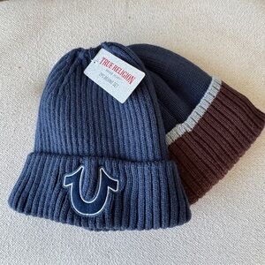 True Religion 2 piece beanie gift set two hats new